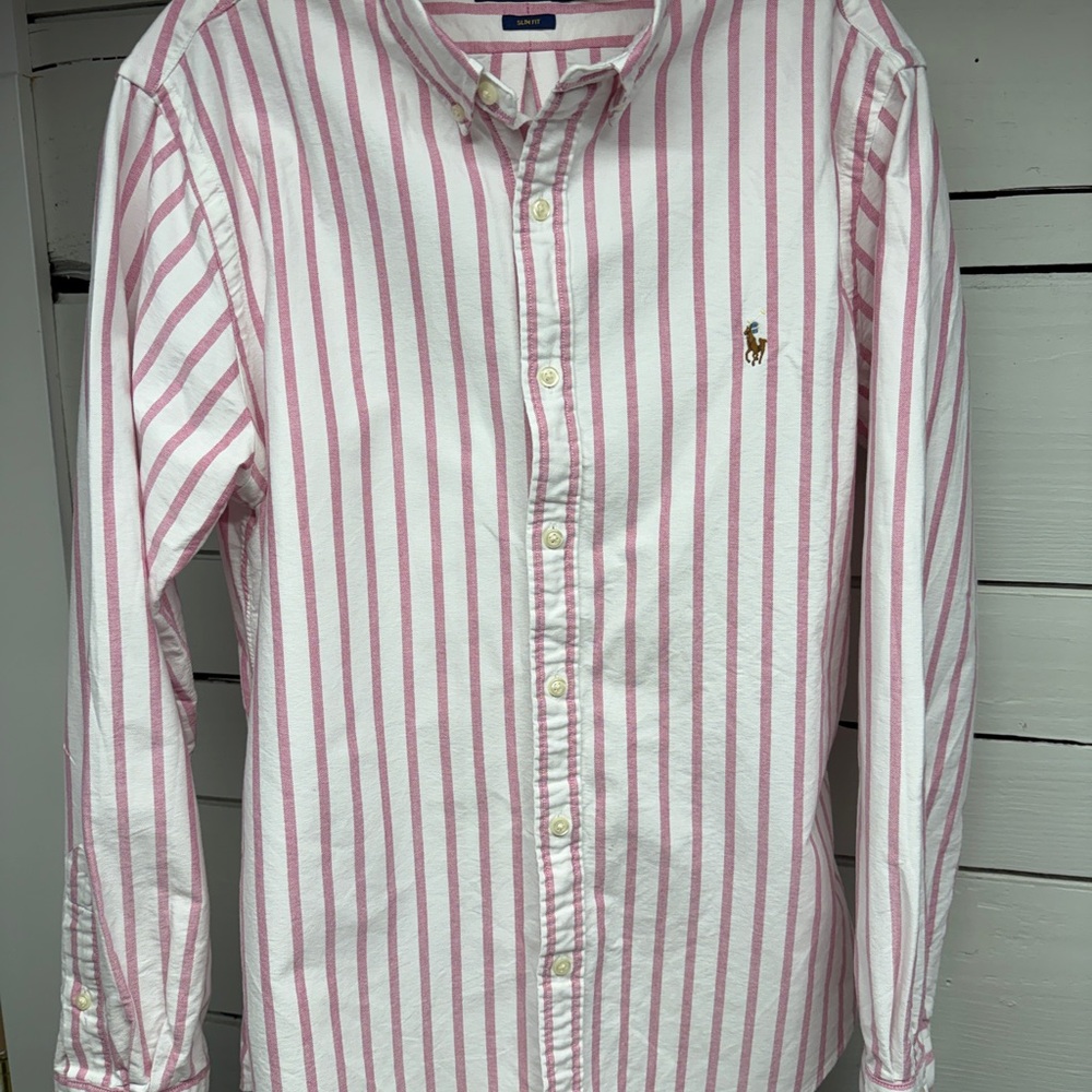 Polo by Ralph Lauren Pink and White Striped Shirt